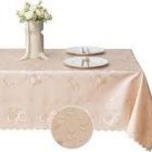 NWT Beige Walicen Tablecloth with Leaf Design, 54" × 108", Seats 6, Waterproof